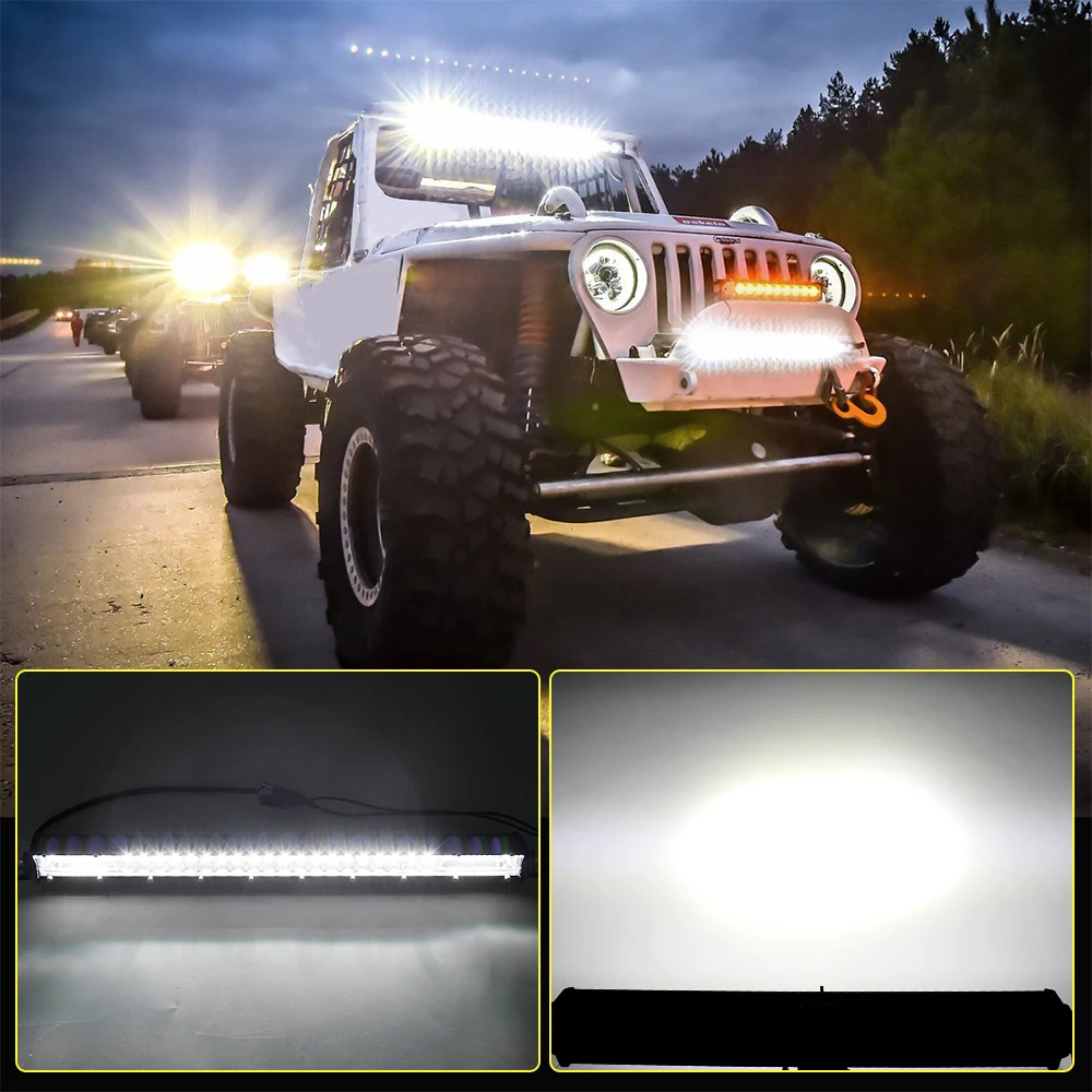 CO LIGHT Super Slim 12D 8" 20" 32" LED Light Bar Spot Flood 60W 180W 300W Led Bar 4x4 for ATV SUV Offroad LED Work Light 12V 24V