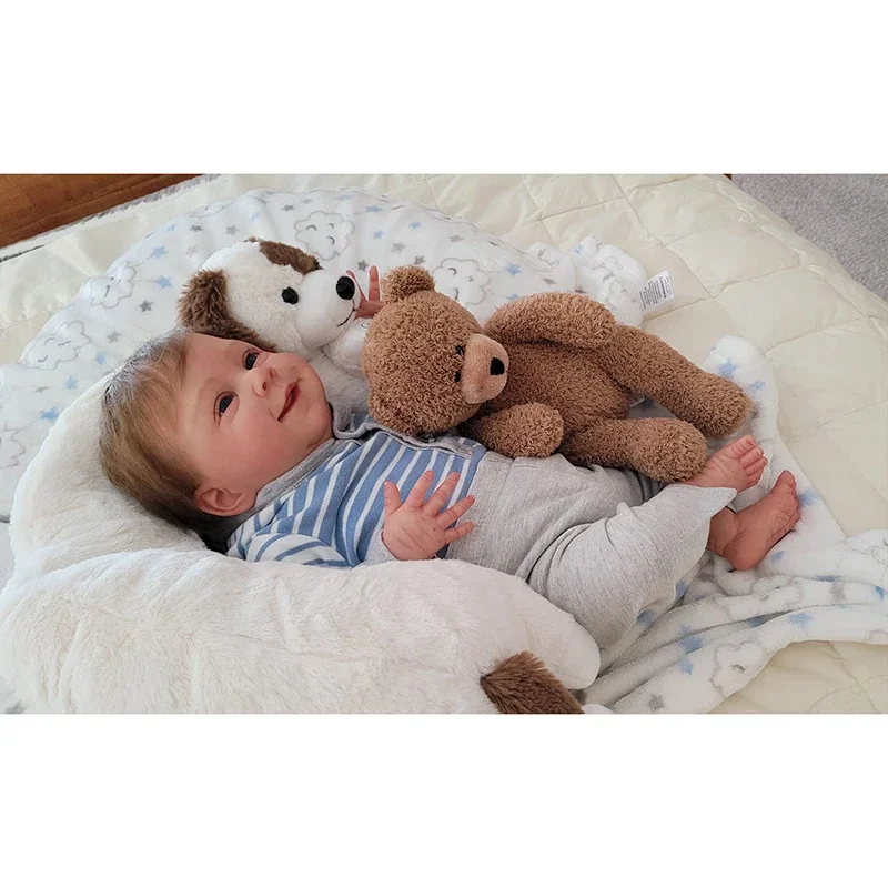 45CM Already Finished Reborn Baby Doll Sebastian SoftBody 3D Painted Skin with Visbile Veins Collectible Art Doll Christmas Gift