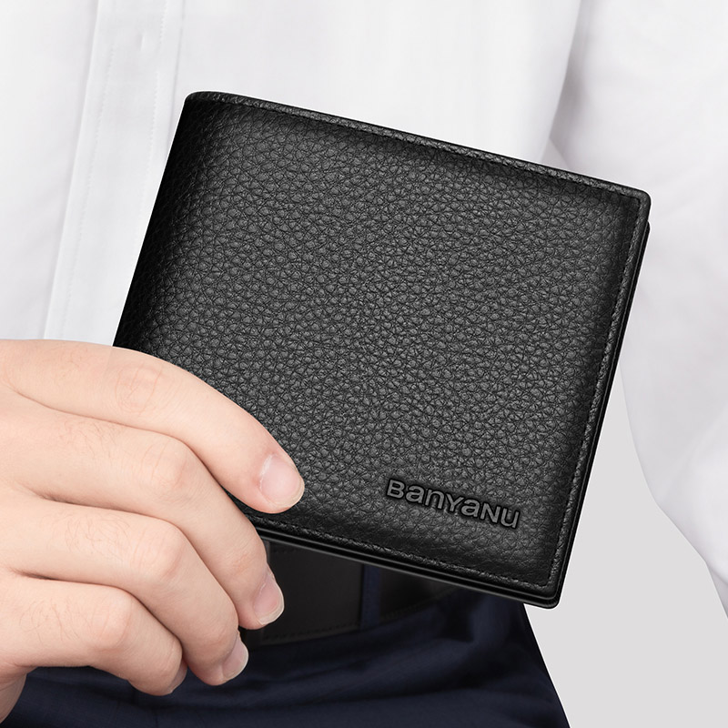 Wallets Mens Slim RFID Blocking Brand Genuine Leather Purse with Coin Pocket Luxury Man Wallet Credit Card Holder Wallet for Men