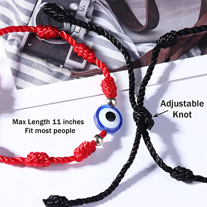 12pcs Blue Evil Eye Red Bracelet Women Men 7 Knot Lucky Handmade Braided String Adjustable Friendship Couple Bracelet Jewelry