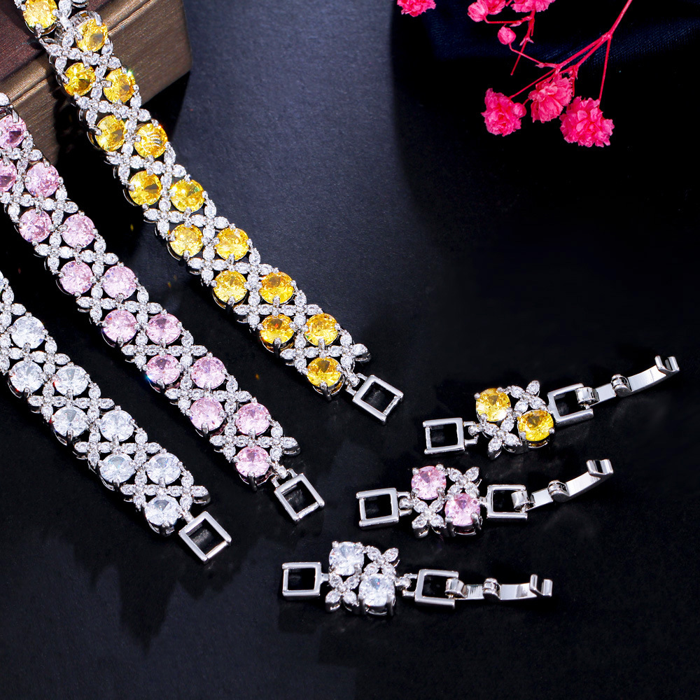 2025 Choucong Wedding Bracelets Handmade Tennis Sparkling Luxury Jewelry 18K White Gold Fill Multi Color 5A Zircon CZ Diamond Elegant Women Fashion Wi