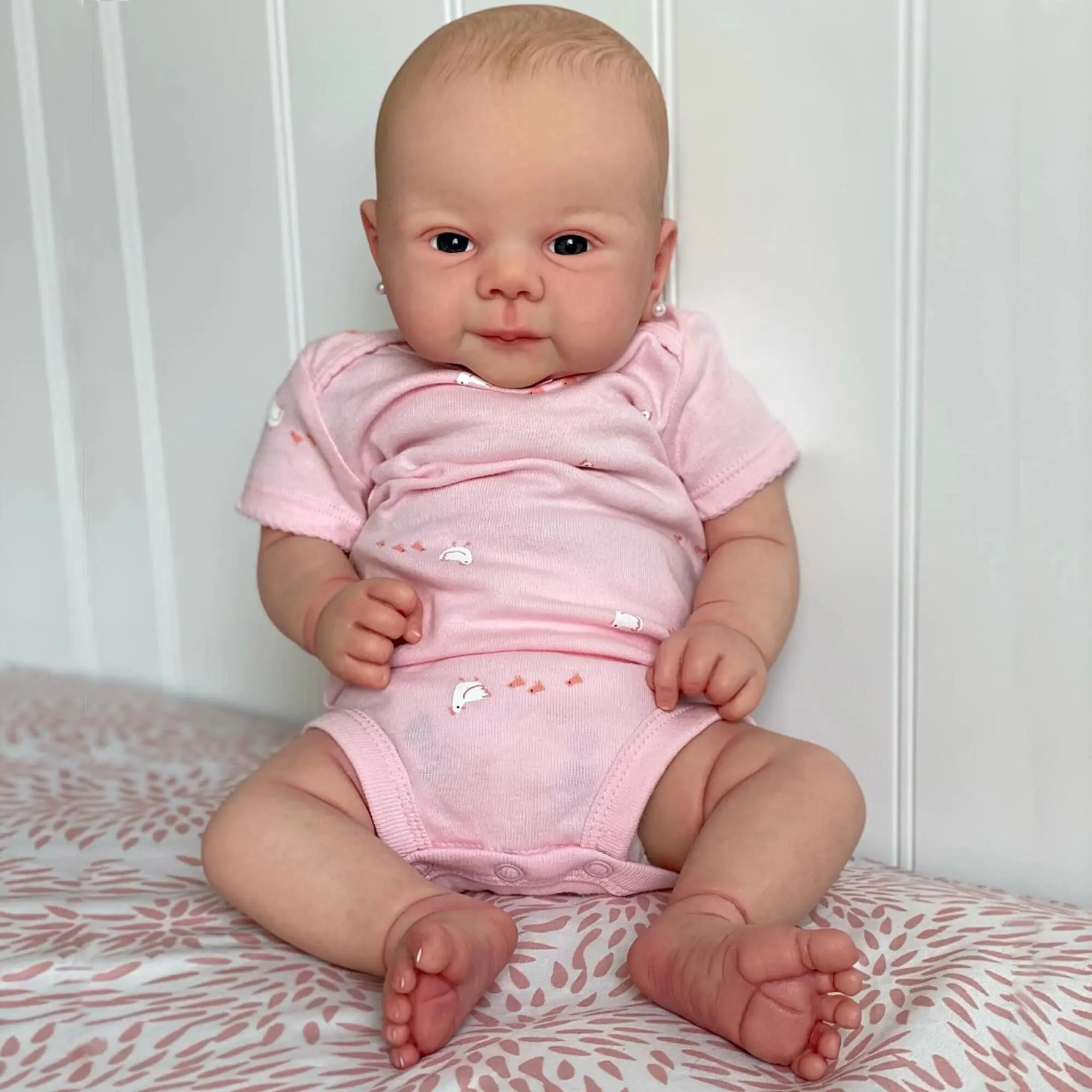 NPK 49CM Soft Silicone Cloth Body Julieata Lifelike Real Touch Reborn Baby Girl with Hand-Drawing Hair Toddler Cute Doll