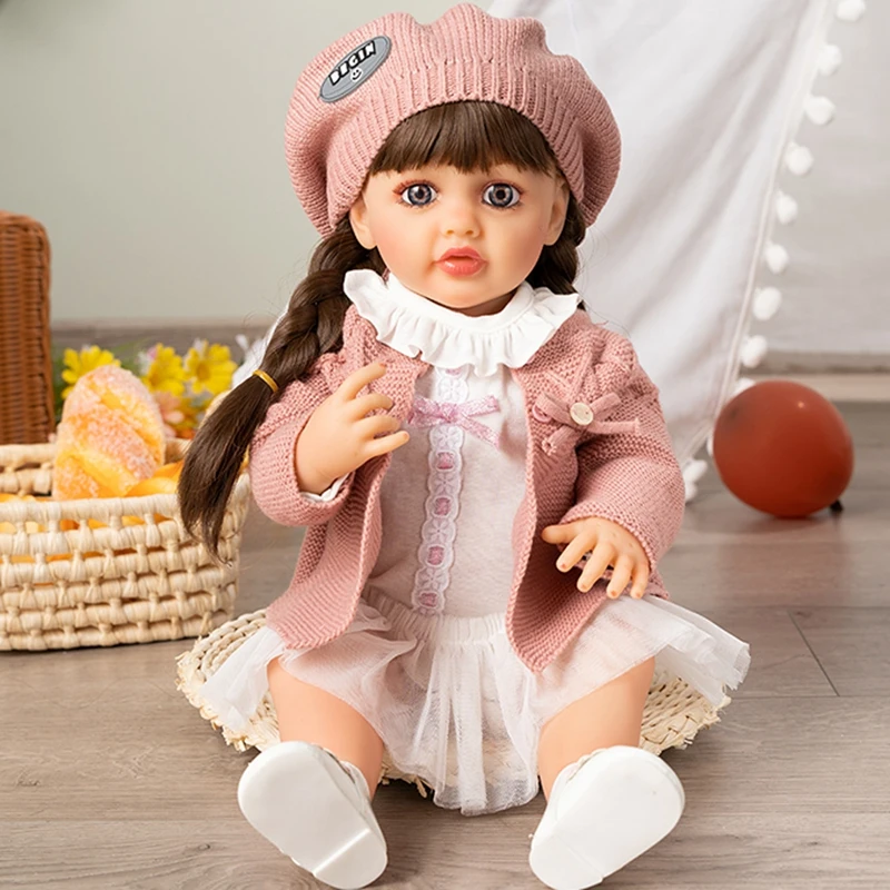 22 Inch Full Body Soft Silicone Vinyl Girl Reborn Baby Doll With Painted Lifelike Hair Bebe Reborn Toys Reborn Doll for Baby Toy