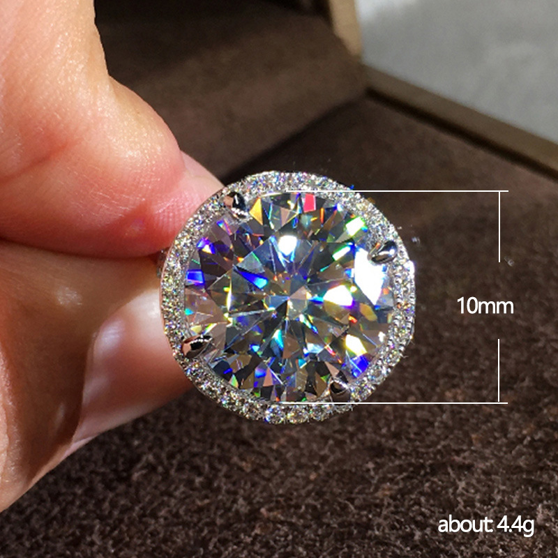 Classic Eight Hearts Eight Arrows Wedding Ring Women's 925 Sterling Silver Full Diamond Zircon Platinum Ring Round Single Stone Ring Luxury Jewel