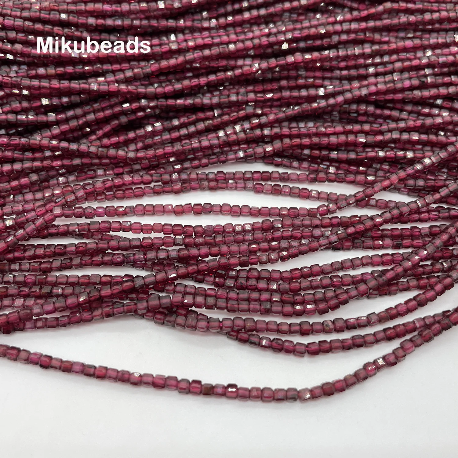 Natural Brazil Red Garnet 2*2mm Faceted Cube Loose Beads For Jewelry Making DIY Bracelet Necklace Strand For Woman