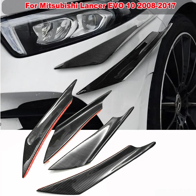 Universal For Mitsubishi Lancer EVO 10 2008-2017 Front Bumper Splitter Fin Canard Diffuser Valence Spoiler Lip Car Accessories