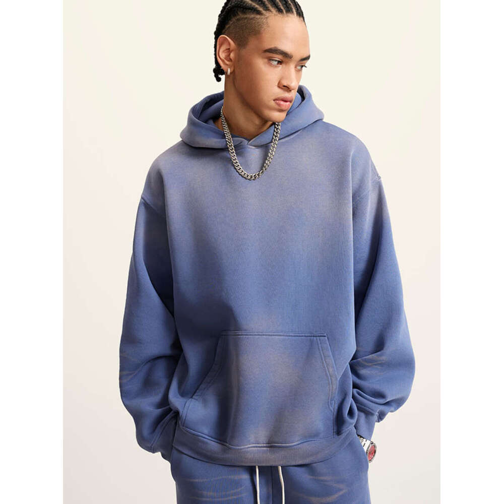 Bornladies Fashion Women Heavyweight Hooded Set Loose Warm Sports Pants Sweatshirt Plush Jackets Autumn Winter Couple Pullovers