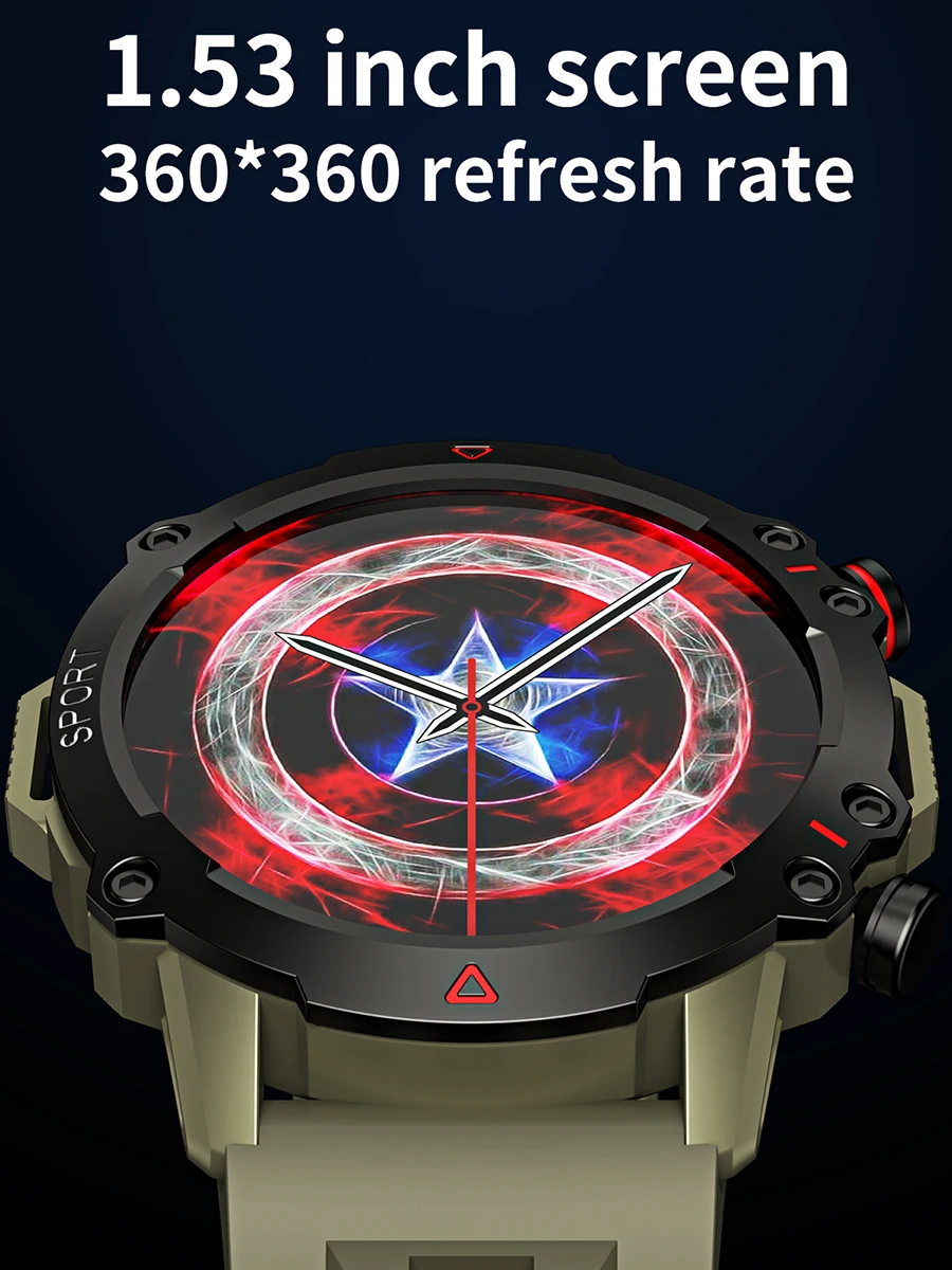 LEMFO AMOLED Smart Watch Men Bluetooth Call Smartwatch 2023 Sport Waterproof Outdoor 1.53 Inch 360*360 HD Screen 30 Days Standby