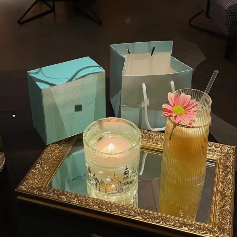 Designer Blue Gift Box for Bedroom, Living Room, Indoor Atmosphere Candle, Proposal Romantic Candle Radiant Night Limited Aromatherapy