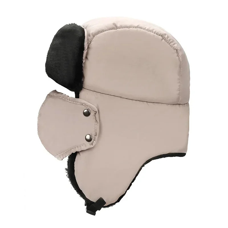 Winter Warm Thick Velvet Trap Hat for Men Outdoor Nose and Ear Protection Cotton Bomb Hat Plush Windproof Face Mask 241031