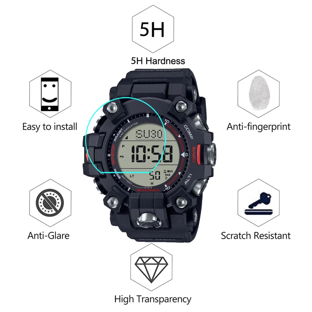 3pcs PET Explosion-proof Watch Film For Casio GW-9500 GW9500 DW-6600PC DW6600 G-B001RG 0.15mm D Clear Screen Protector Not Glass