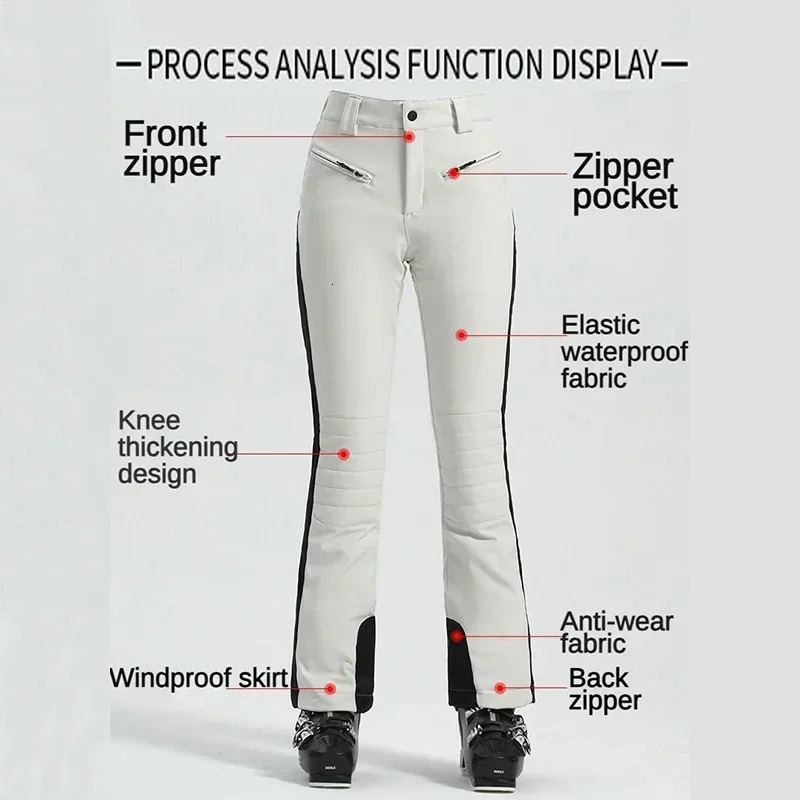 2025 New Ski For Women Waterproof Warm Snow Trousers Outdoor Sport High Elasticity Clothes Winter Alpine Skiing Slim Pants