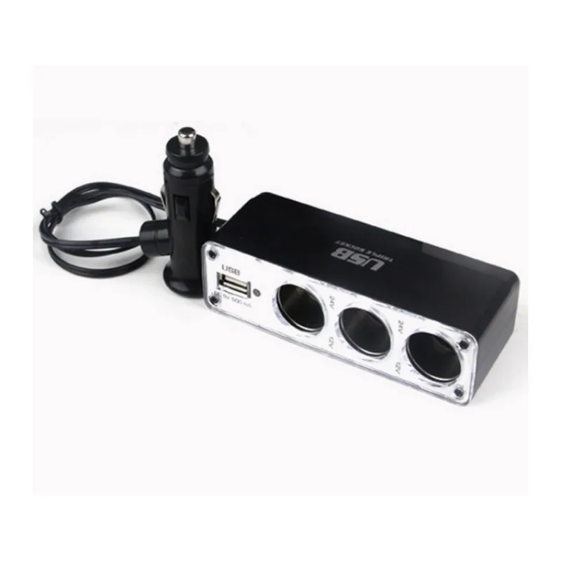 12V/24V Car Cigarette Lighter Splitter Car Charger Car Power DC Outlet Adapter with USB Charging Port and Bluetooth Receiver
