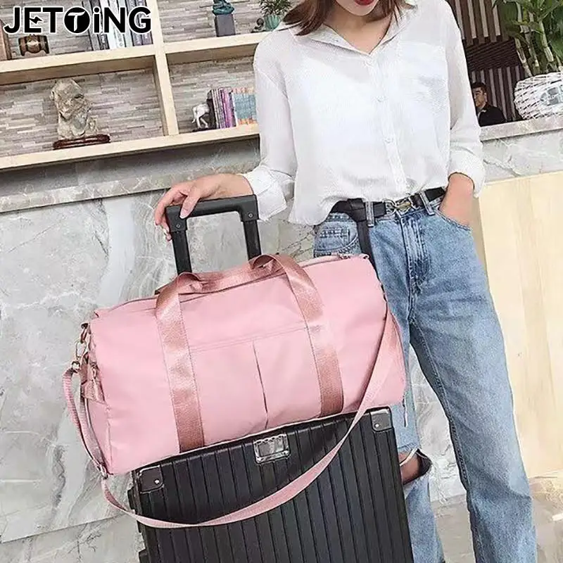 Duffel Bag Embroidered Sports Gym Bag Travel With Wet Dry Pockets & Shoe Compartment 2 Layer For Vacation, Beach, Swimming Pool