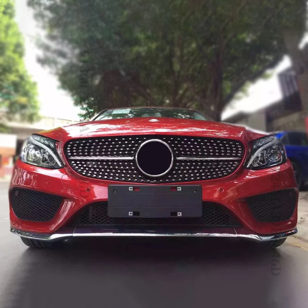 GT GTR Diamond Inlet Mesh Front Grille Grill Tuning Accessories For Mercedes Benz C W205 C205 S205 2014-2021 AMG Style Refit