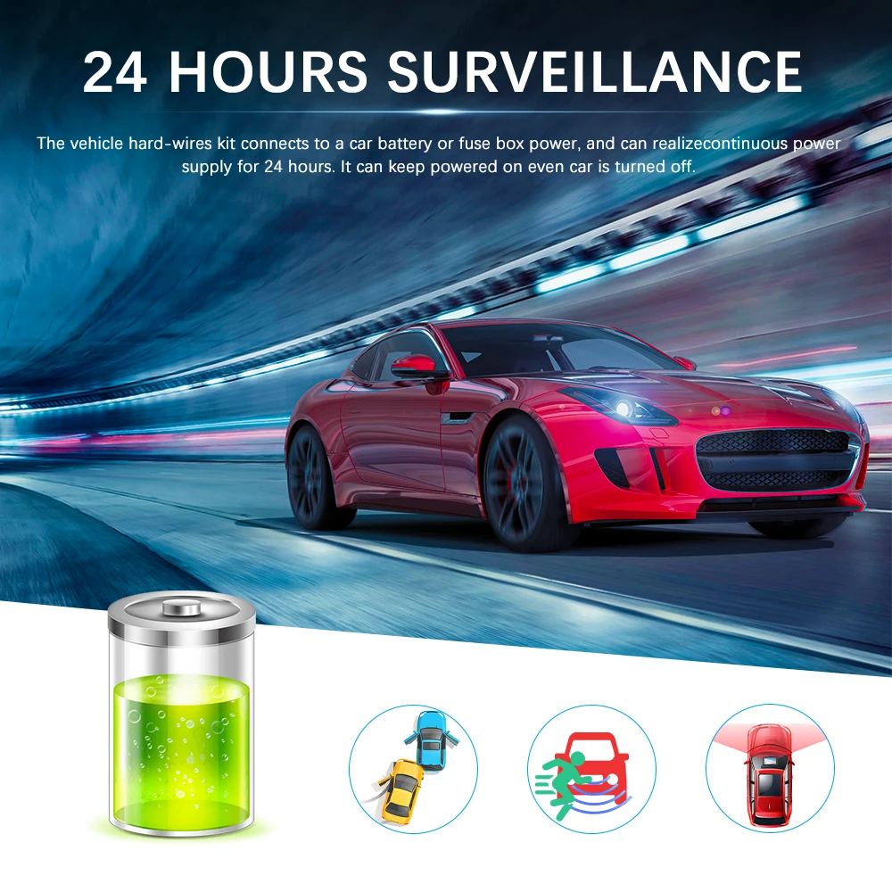 AMPrime 12V-24V To 5V/2.5A Car Step-down Line Dash Cam DVR Kit For 24H Parking Monitor Mini-USB/Type-C Tachograph Step-Down Line