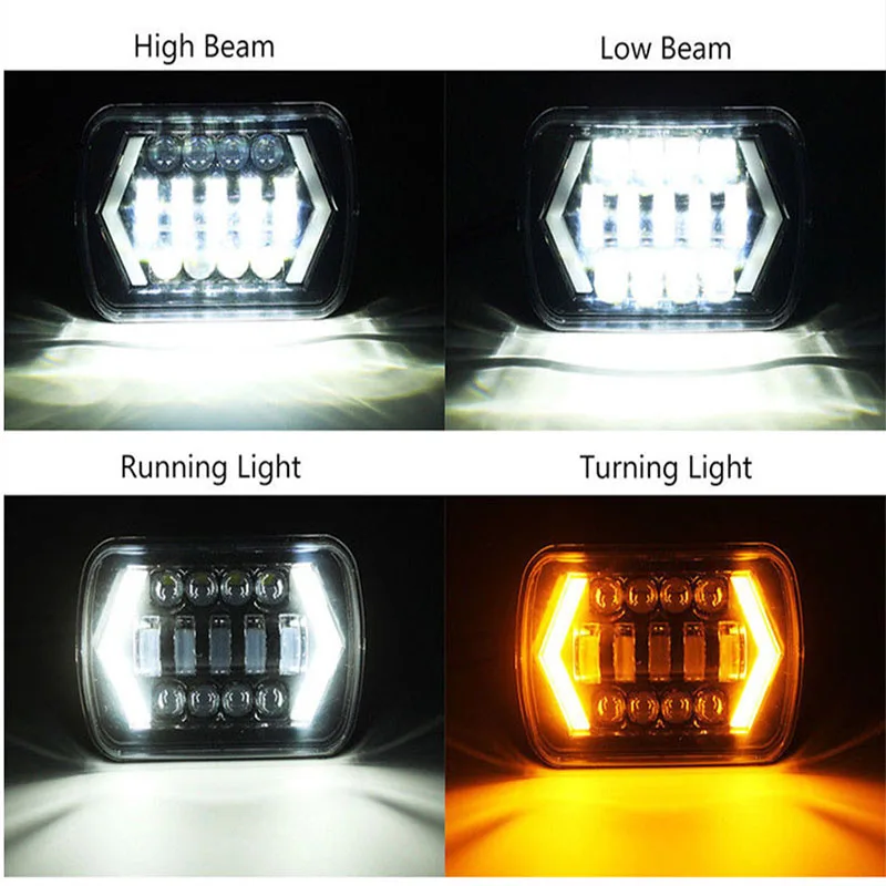 5x7 4x6 Square 7Inch LED Headlight 55W Led Headlamp Hi/Low Turn Signal for 4x4 Suzuki Samurai Jeep Wrangler Off Road