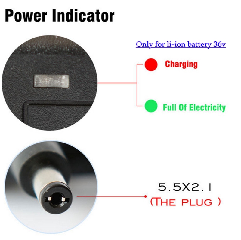 42V 2A Electric Bike Lithium Battery Charger For 36V 12AH Electric Scooter Hoverboard Balance Wheel Charger 5.5X2.1mm EU US Plug