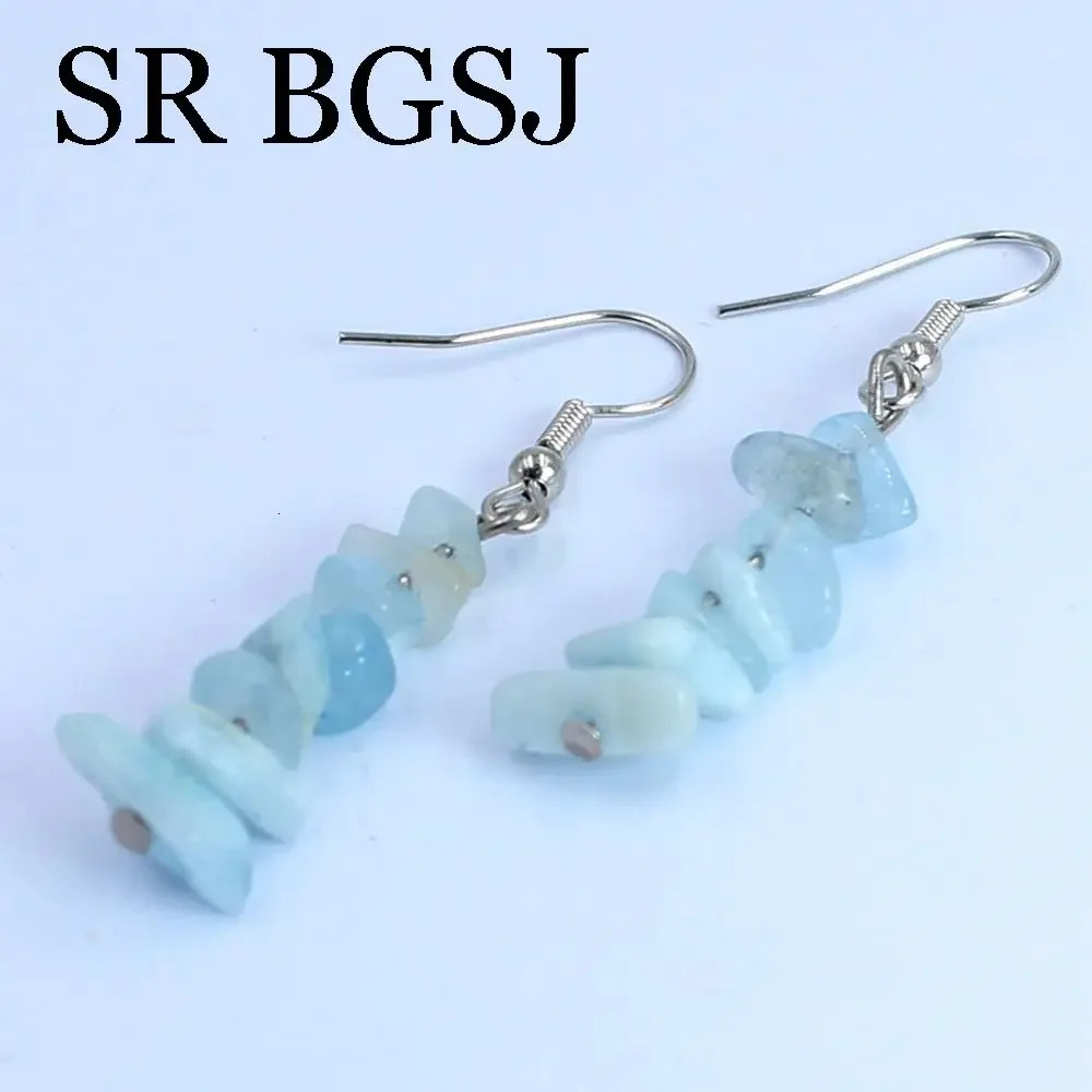6-8mm Blue Aquamarine Natural Gemstone Womens Necklace Bracelet Jewelry Set 17.5 7-8 241031