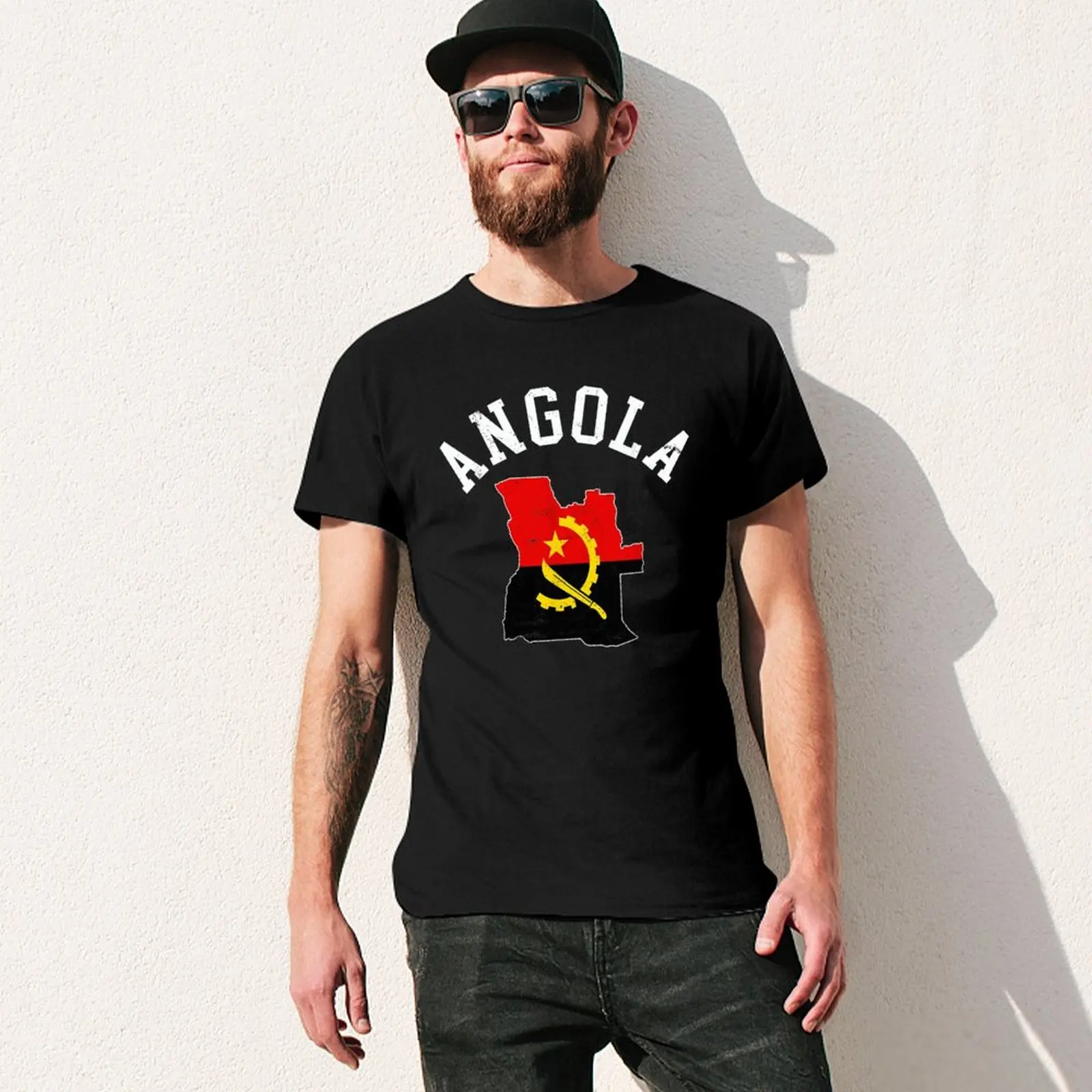 More Design Men Tshirt Angola Flag Angolan Tees T-Shirt O-neck T Shirts Women Boys Clothing 100% Cotton
