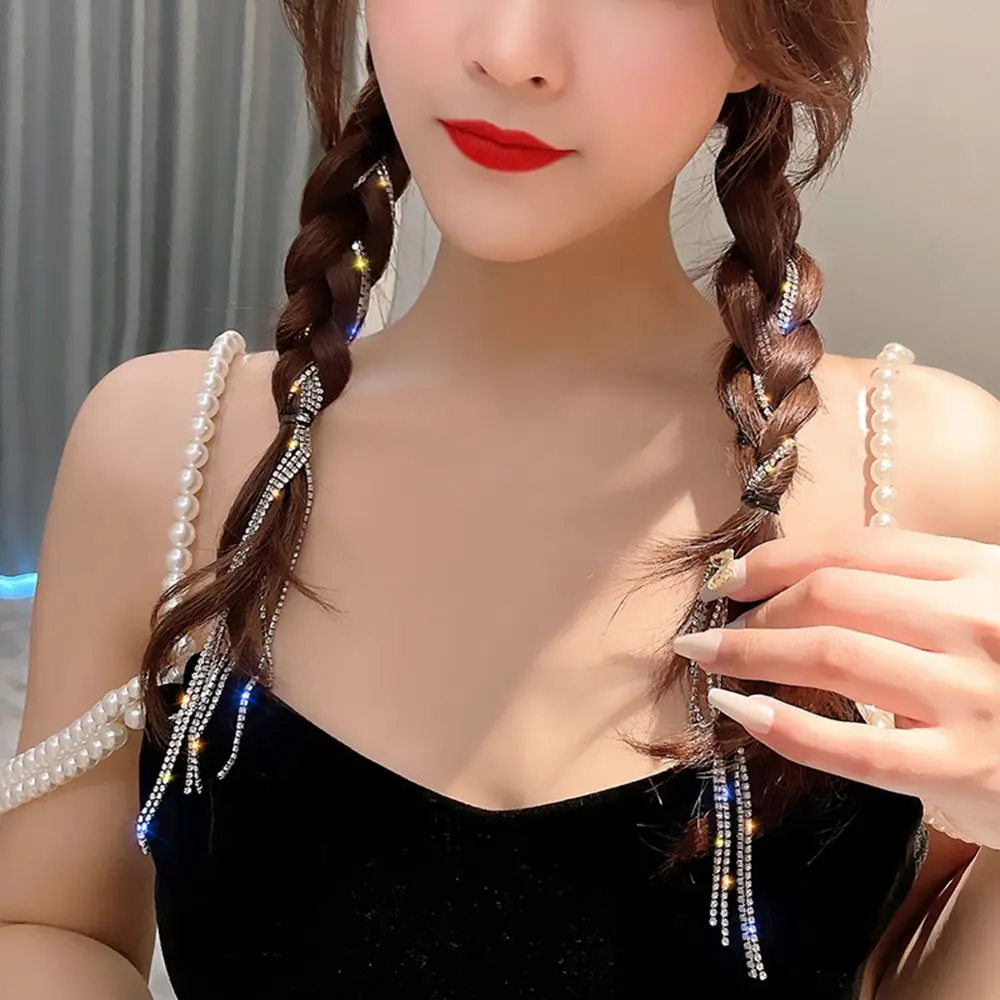 Bride Ornaments Girl Jewelry Hair Accessories Barrettes Tassel Hair Clips Shiny Chain Hairpins Braided Headband