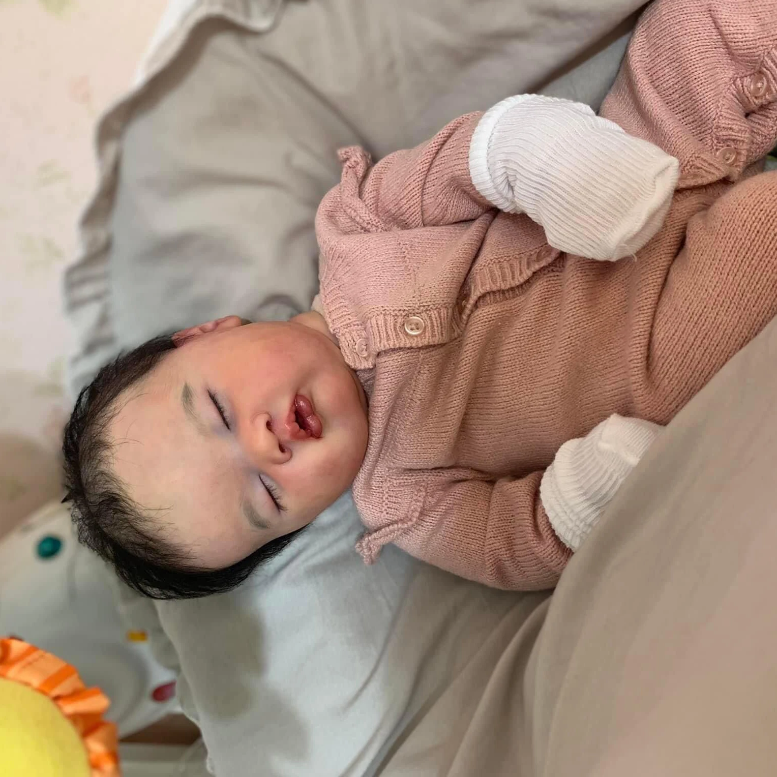 NPK 19inch Ashia Newborn Baby Doll Reborn Lifelike 3D Painted Skin with Visible Veins Multiple Layers Collectible Art Doll