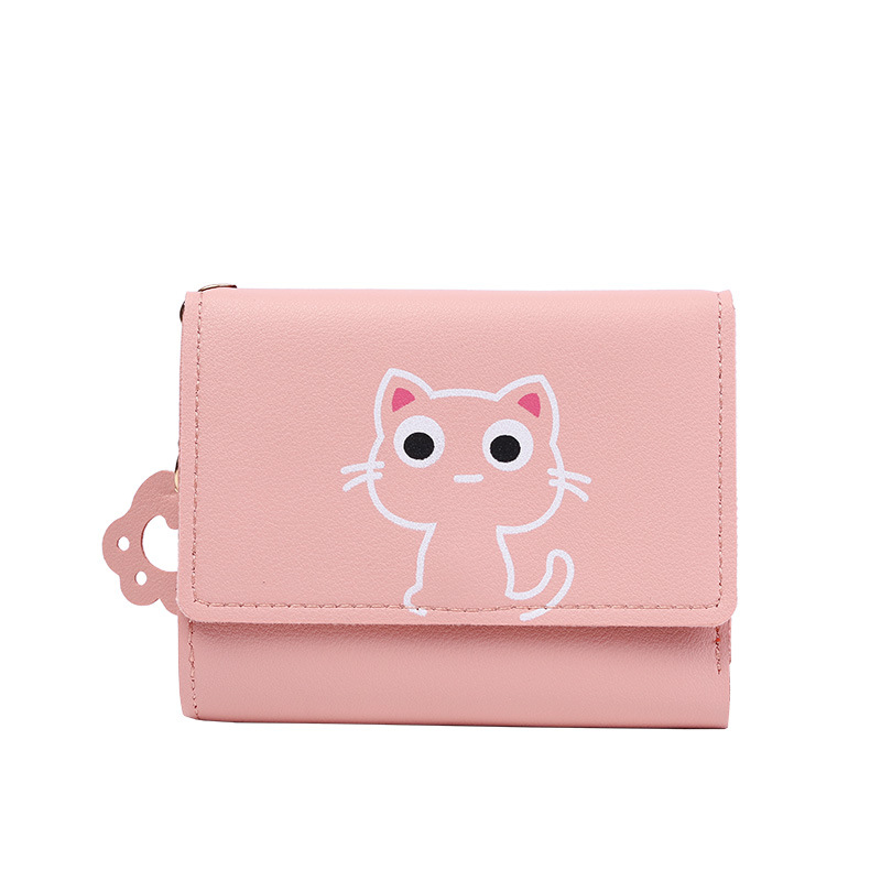 Women Wallet Cute Cat Short Wallet Leather Small Purse Girls Money Bag Card Holder Ladies Female Wallet