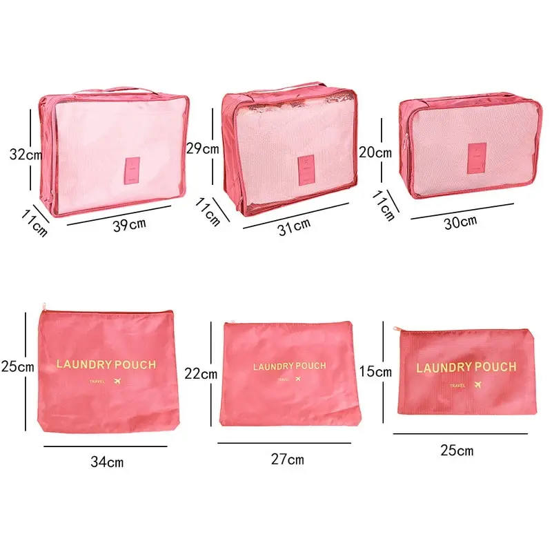 6pcs Set Travel Suitcase Organizer Bags Shoe Clothes Luggage Organizer Bags Luggage Packing Cubes for Travel Organizer Storag