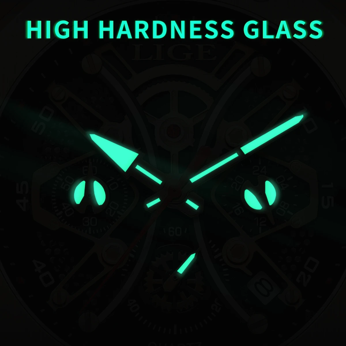 LIGE Joker Dial Men Quartz Watch Top Brand Rubber Strap Wristwatch Meteorite Shell Design Auto Date 30M Waterproof Watch For Men