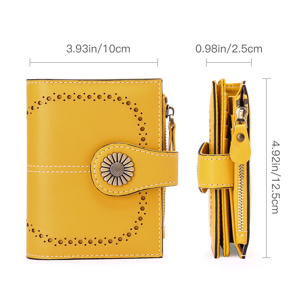 SENDEFN Small Womens Wallet Luxury Leather Bifold Card Holder RFID Blocking Zipper Coin Pocket 16 Card Slots Short Style 5215