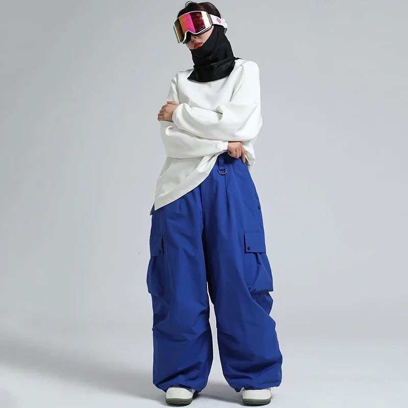 New Outdoor Skiing Warm Ski Trousers Snow Clothes Women Loose Snowboard Wear Waterproof Windproof Men Winter Cargo Pants