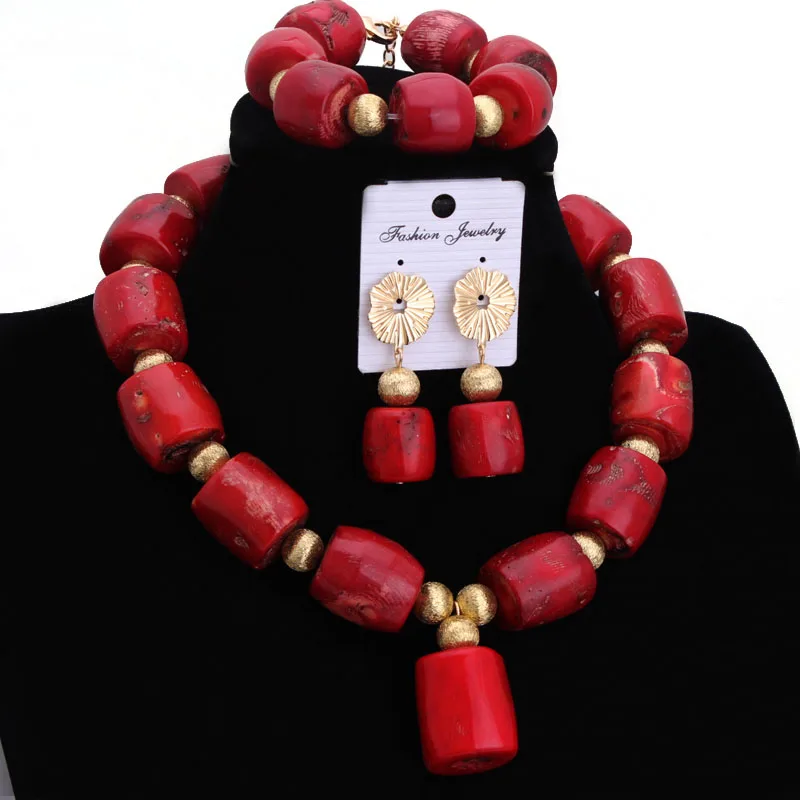 Dudo 15-22 mm Big Coral Beads African Wedding Jewelry Set For Women 2022 Earrings Bracelet and Earrings Nigerian Set