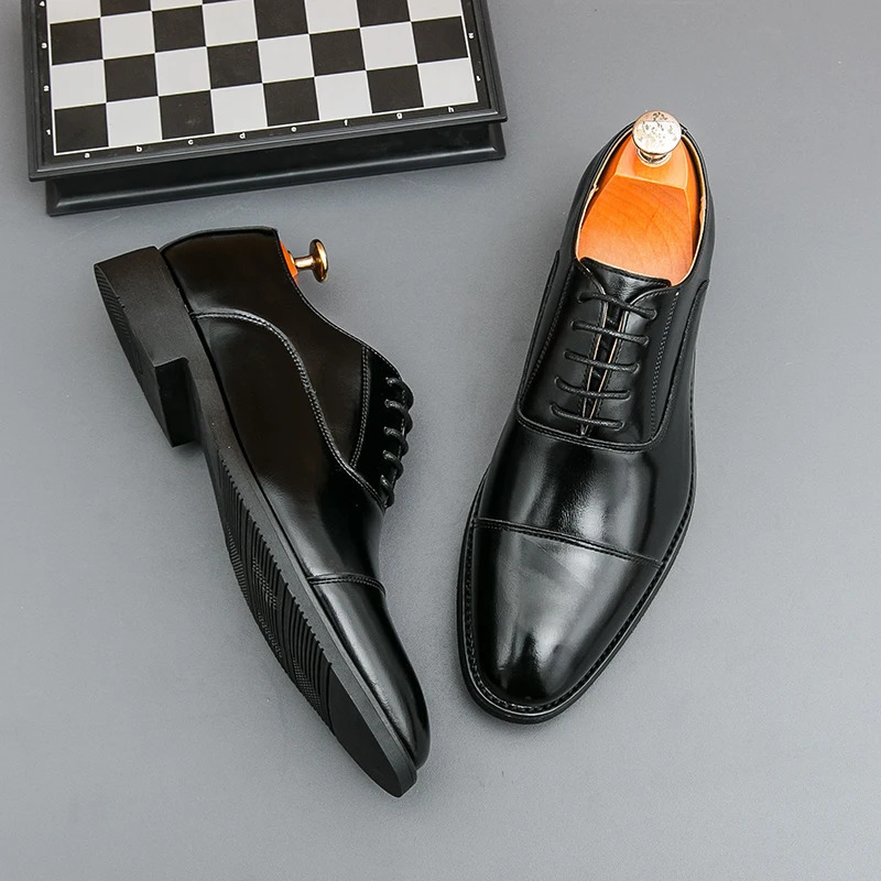 Classic Italian style mens derby formal shoes professional office leather shoes pointe toe handmade business wedding dress mens 241031