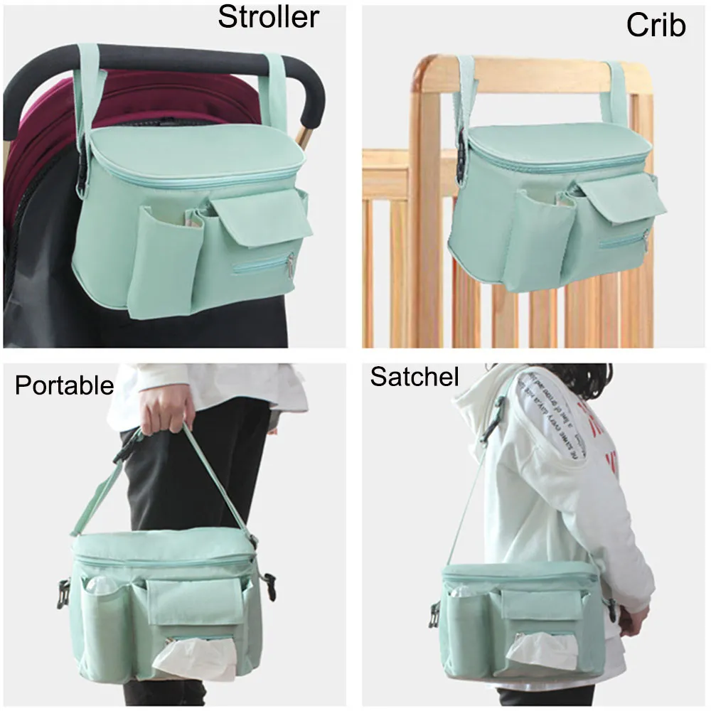 Universal Baby Stroller Organizer with Cup Holders . Diaper Storage, Pockets for Phone, Keys, Toys. Compact Design