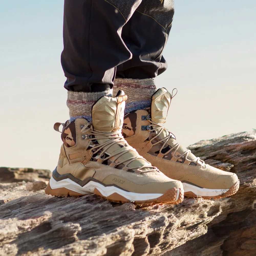 RAX mens hiking shoes mid top waterproof outdoor sports shoes mens leather hiking boots off-road camping climbing hunting sports shoes Y241102