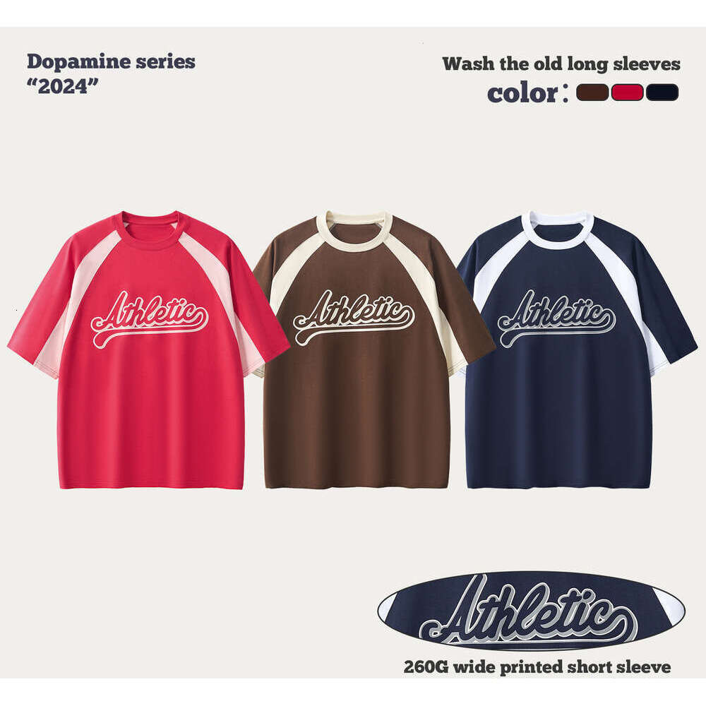 Dongdu West Coast Short Sleeved INS Trendy Brand High Street Racing Contrast Printed Men's T-shirt