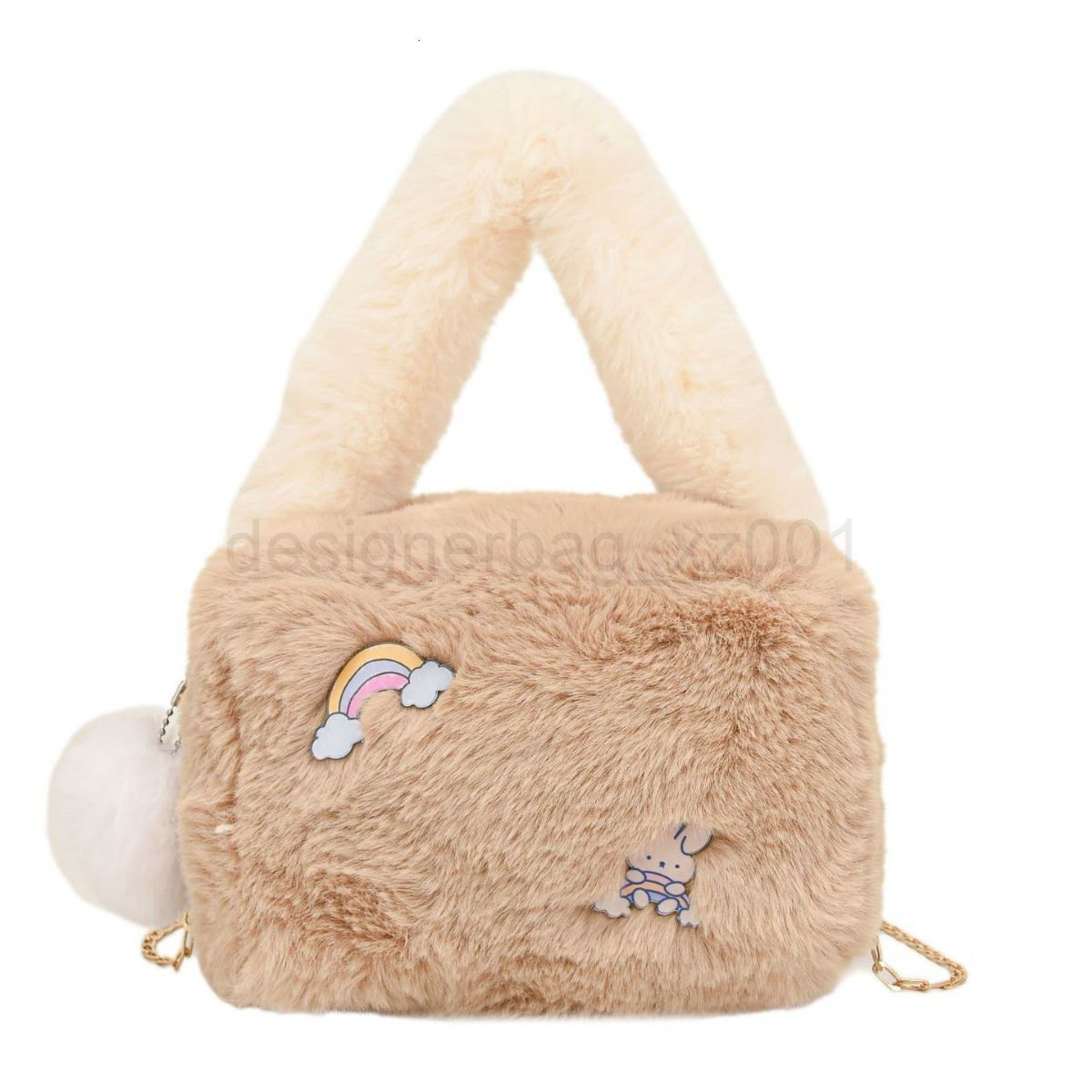 Fashion Classic Bag Designer 10a Top Woman Handbagevening Bags Candy Colored Crossbody Cute Cartoon Badge Fur Autumn and Winter Plush Handbag Chain Sh
