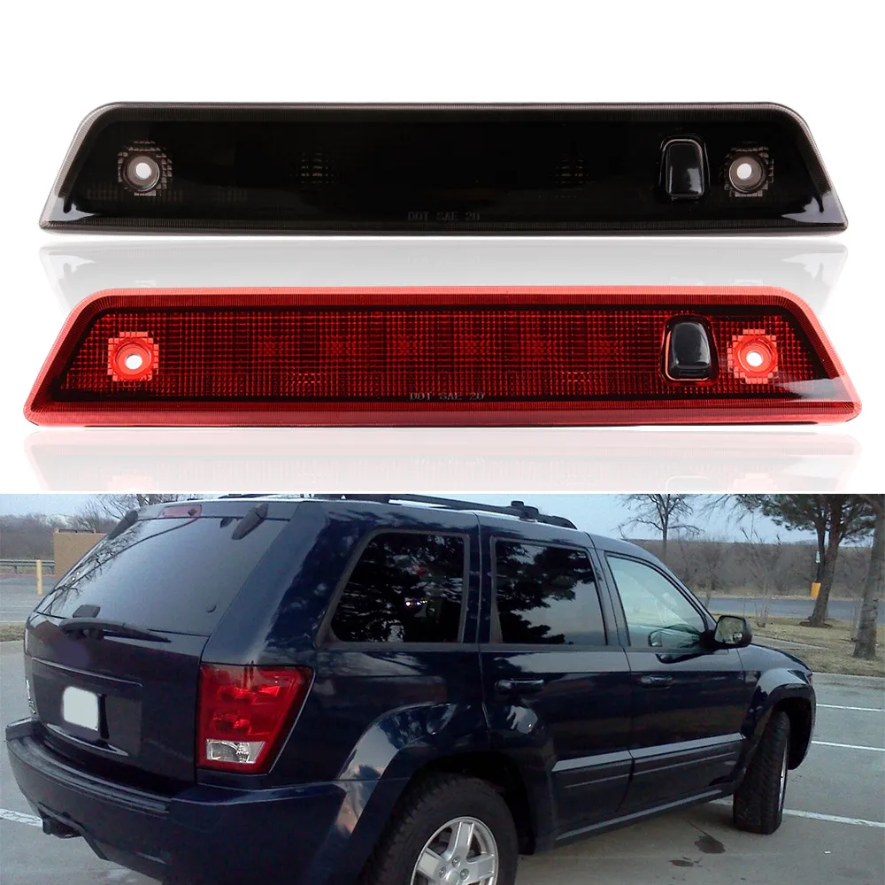 High mount Red Smoke third Tail Rear Brake Stop LED Light Rear Lamp for Jeep Grand Cherokee 2005 -2010