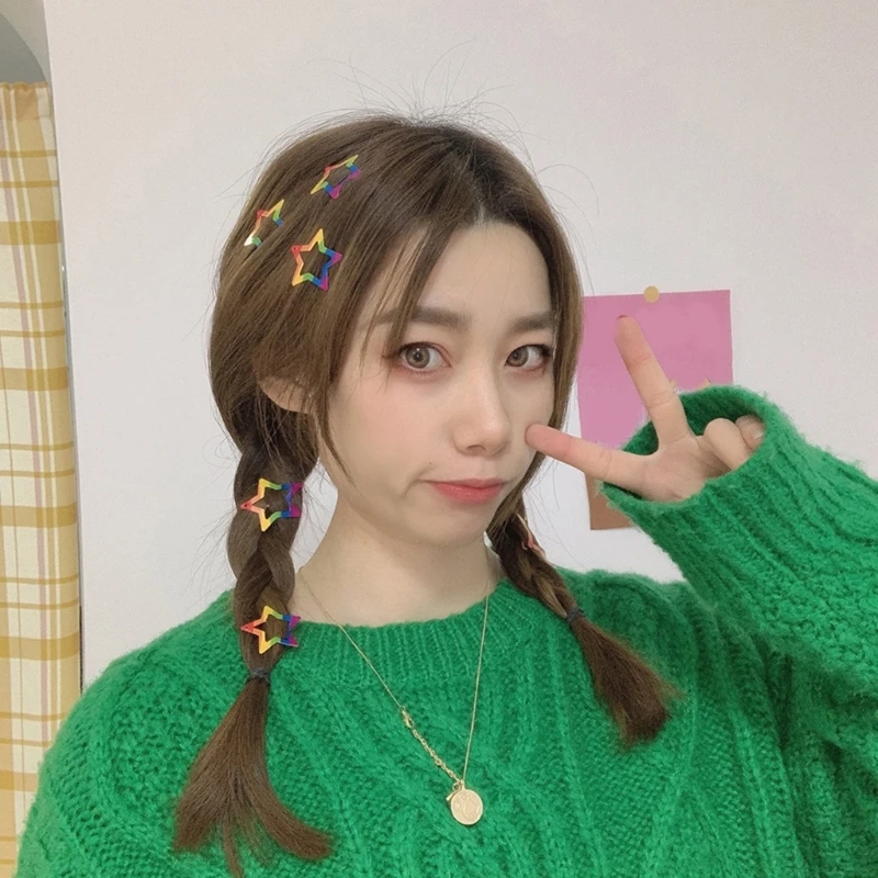 Y2k Rainbow Color Design Girls Hair Clip 2025 Taking new Photo Hairpins Lovely Hairclip