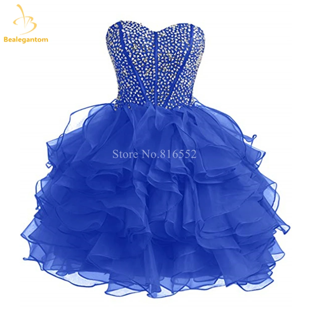 Bealegantom Sexy Short Homecoming Dresses Sweetheart Organza Beaded Sequins Mini Prom Party Cocktail Gown Vestidos De Graudation
