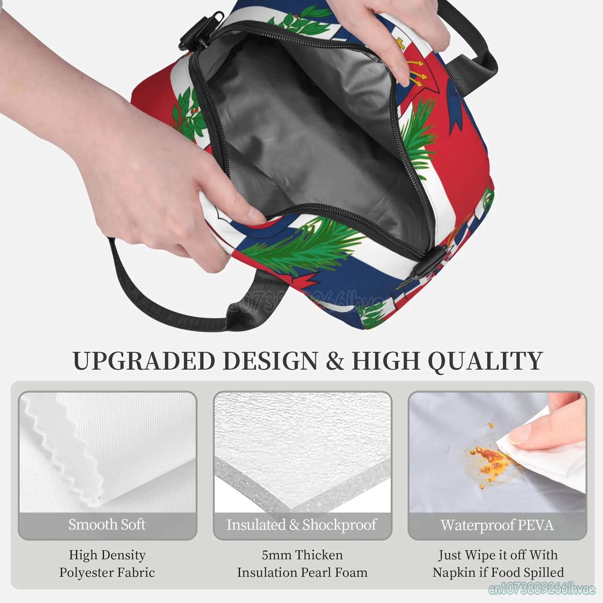 Dominican Republic Flag Insulated Lunch Bags for School Work Picnic Food Leakproof Cooler Thermal Lunch Box for Women Kids
