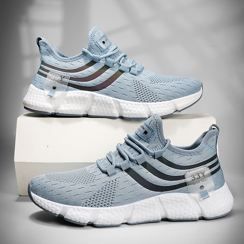 Men Light Shock-absorption Sports Casual Sneakers White Outdoor Breathable Mesh Black Running Jogging Shoes 66c67