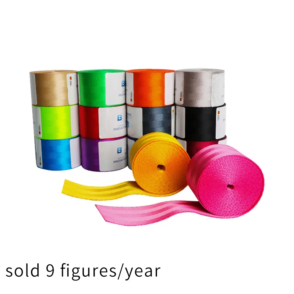 48mm Seatbelt Safety Belt 3.6 Meter Black Polyester Universal Car Coloured Seat Belt Webbing
