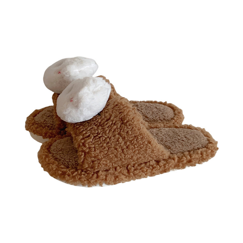 Fashion Love Little Sheep Winter Toe Pack Warm cotton slippers Soft sole Slipper women's indoor floor flat house non-slip shoes