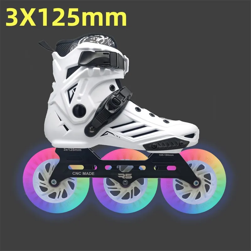 3*125mm Big Wheel Inline Skates for Downhill Street Road Fast Speed Roller Skating 3 Wheels 125mm Adults Rolling Sneakers 35-44