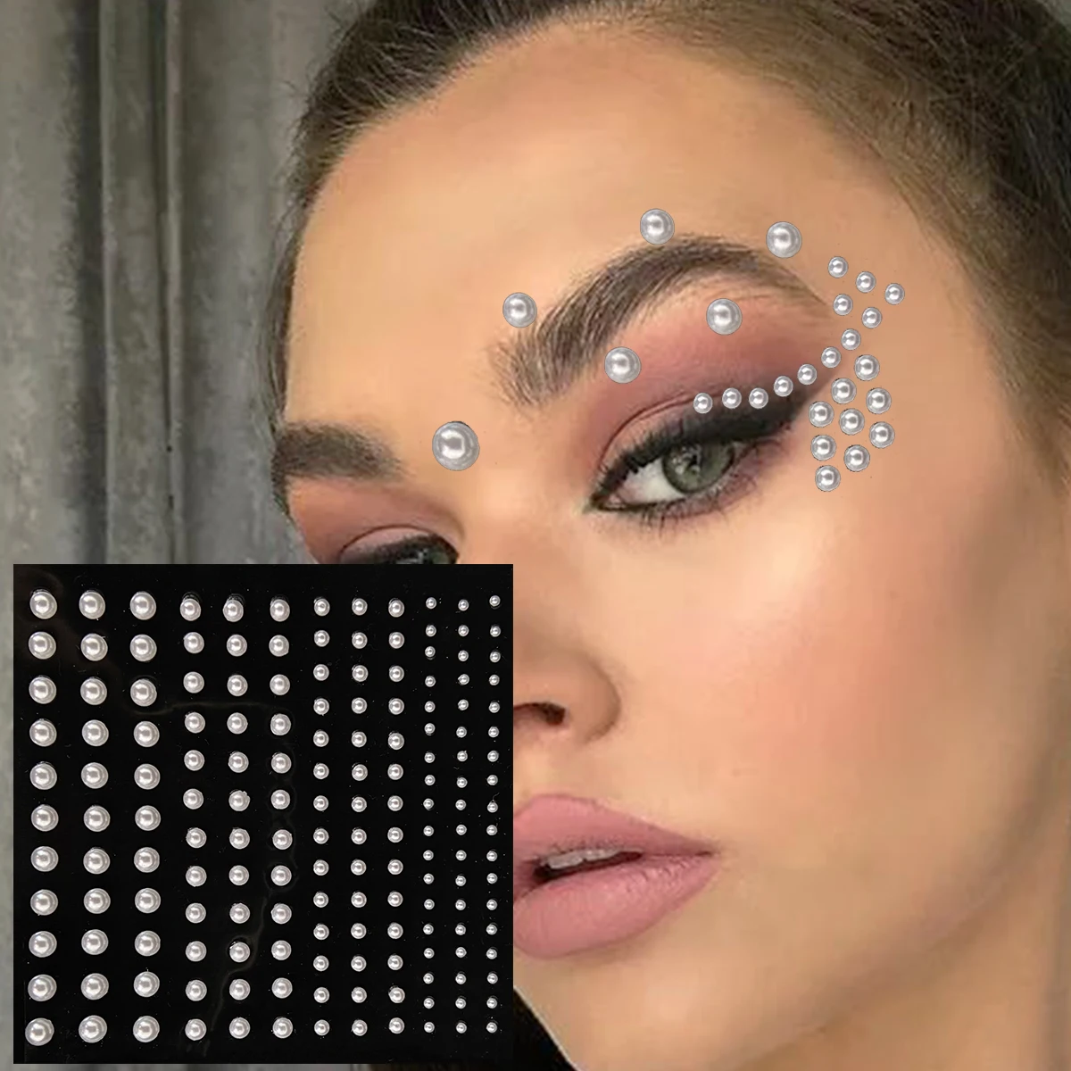 Colorful Face Jewelry Temporary Tattoos Eye Eyebrow Bindi Dots Gems Sticker Shiny Rhinestones Pearl Makeup Jewels Halloween Rave