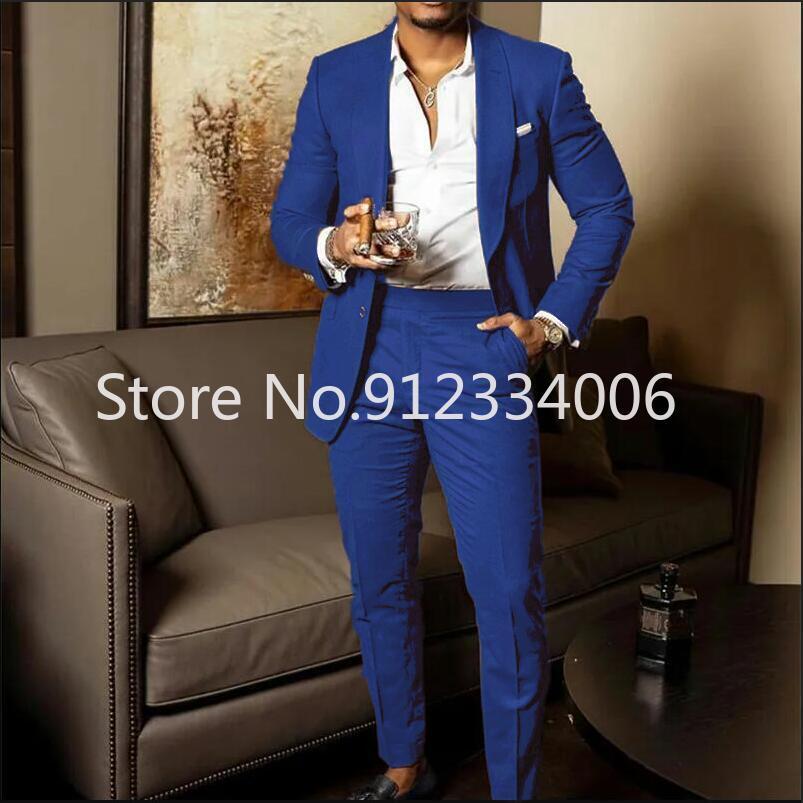Latest Men's Wedding Suit Slim Fit 2 Piece Brown Groom Tuxedos Tailor Made Business Suits For Men Costume Homme (Blazer+Pants)