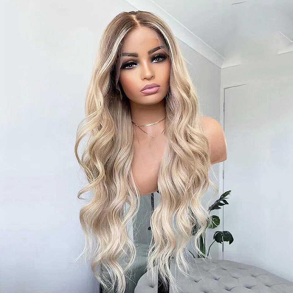 Ash Blonde Lace Front Human Hair wig Body Wave 613 Blonde Colored Brown Hightlight Ombre full lace Frontal Hd Transparent lace
