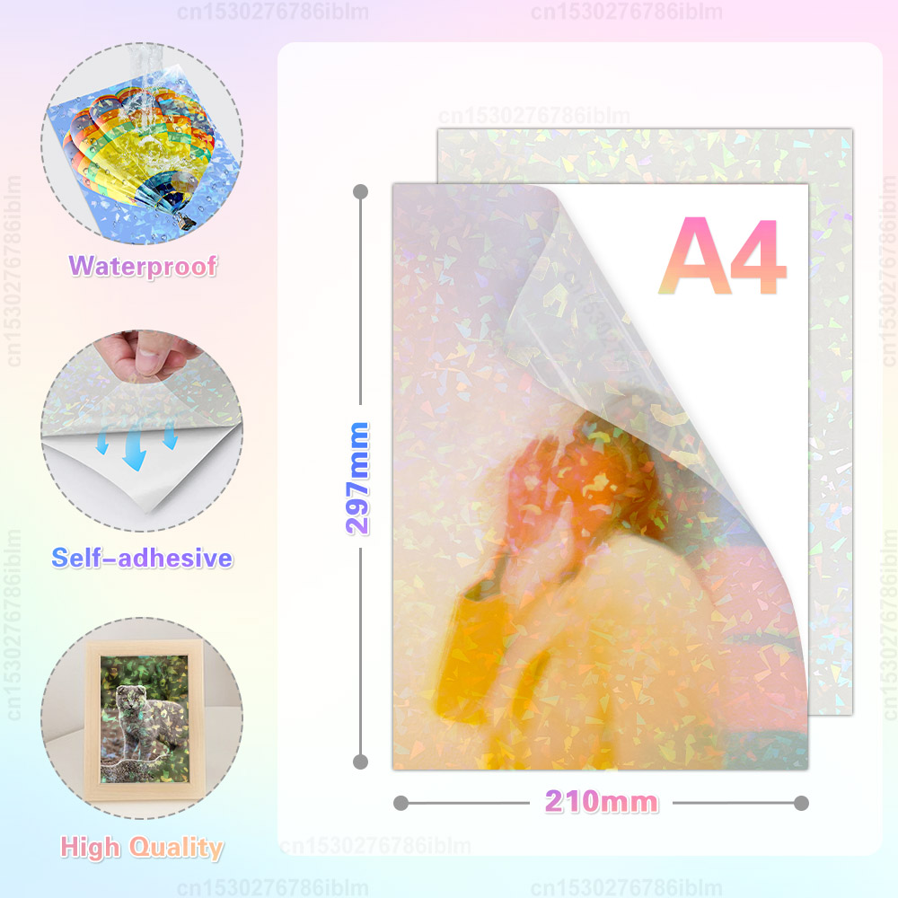 10 Sheets Waterproof Cold Laminating Film Transparent Holographic Broken Glass Adhesive A4 Paper film DIY Photo Laminating Film
