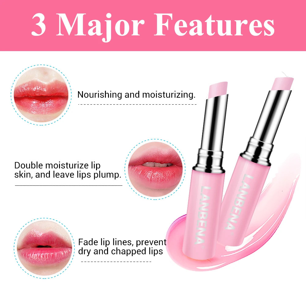Lambena lipstick chameleon and nourishing lipstick reduces fine lines rose hyaluronic acid lasting lipstick 10 pieces 241031